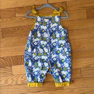 Baby Boden Blue and Yellow Bunny Print Romper